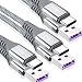 Produktbild USB Typ C Kabel 5A [3 Stück 3M+2M+1M ]Sweguard Schnellladekabel für Huawei Mate 30 P30 P20 P10 Pro Mate20 Lite Mate10 RS Mate9 P9 Plus MediaPad M6 M5 Nova4 Nova5 Pro Nova2,Huawei Supercharge(Grau)