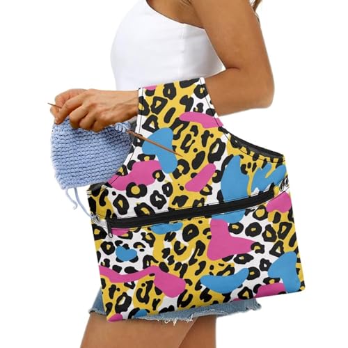 Image of Zebra Print Yarn Bag Large Yarn Storage Bag for Crocheting Hook Organizer Knitting Crochet Tote Bag Women Yarn Storage Bag Knitting and Crochet Supplies Large