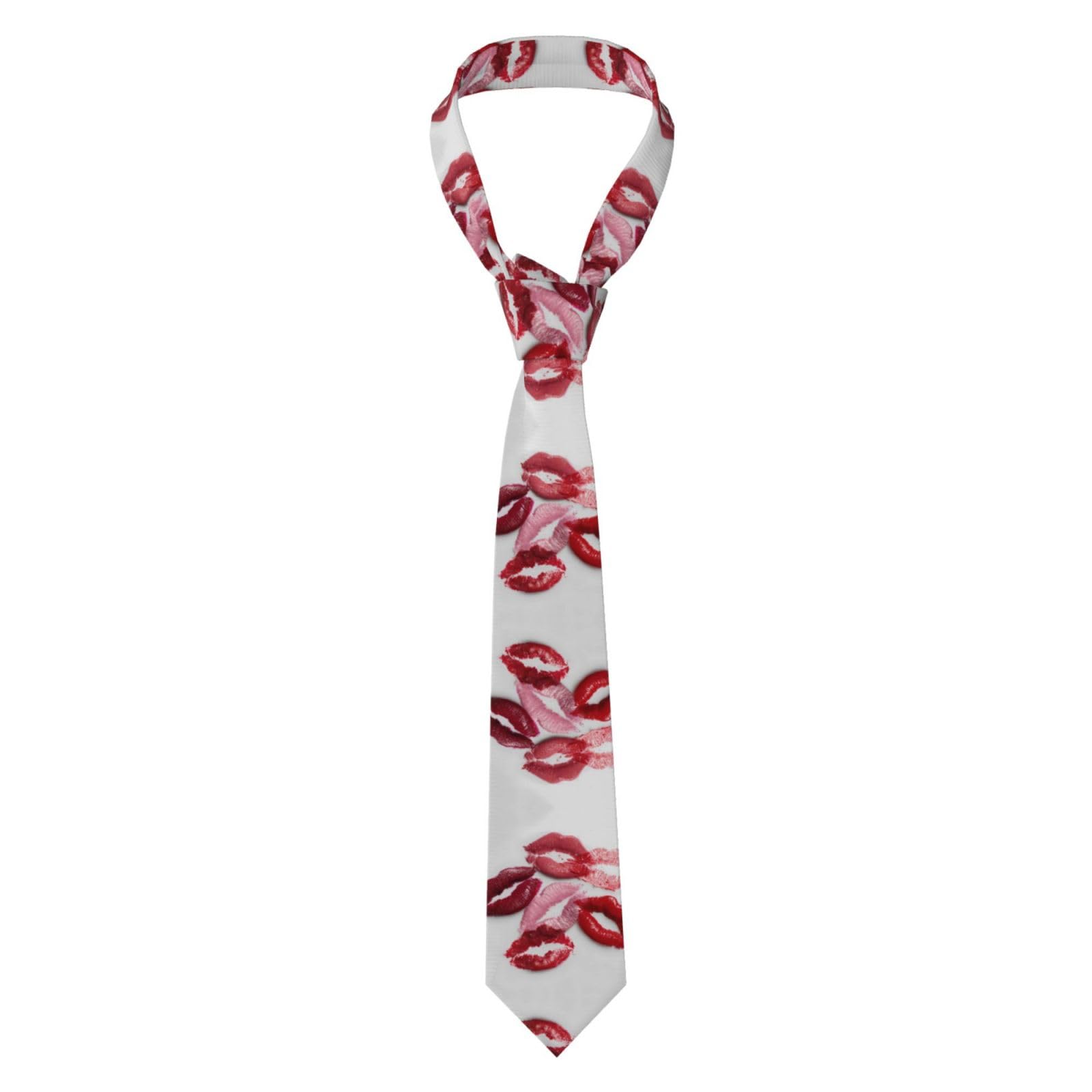 Asbwuo Unisex As Pic Lipstick Display Print Men's Necktie - Long Necktie For Business & Formal Wear, Perfect For Weddings And Groomsmen