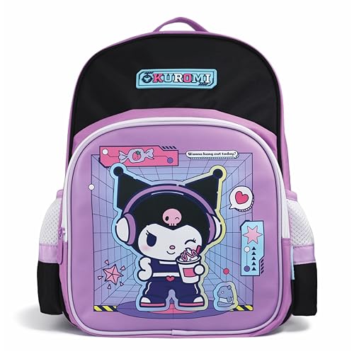 Kuromi Backpack for Kids & Teens Hello Kitty & Friends Official Licensed Merchandise School Bag Fits A4 Folders & Books Kids Rucksack with Padded Straps & Mesh Pockets