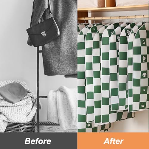 Hanging Garment Bags for Closet Storage, Dress Bags for Hanging Clothes with Zipper for T-Shirt, Jacket, Suits, Coats, Set of 5, PEVA(60x140cm/24x55in)2