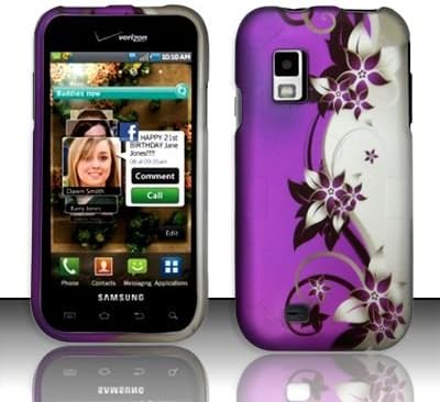 Purple Silver Vines 2D Silver Texture Faceplate Hard Plastic Protector Snap-On Cover Case For Samsung Fascinate i500 Galaxy S