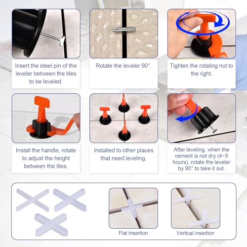 1304 Stück Schwenkbar Fliesen Nivelliersystem Fliesen Nivelliersystem 2mm Fliesen Nivelliersystem 3mm Fliesenkreuze 1,5mm Auswechselbare Stahlstifte Nivelliersystem Fliesen Fliesen Abstandshalter