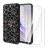 Wanglaism Graziosa stampa a cuori Cover per Cubot Note 60 + 2 Vetro Temperato, Protezione Custodia Silicone TPU Morbida Antiurto Sottile Nero