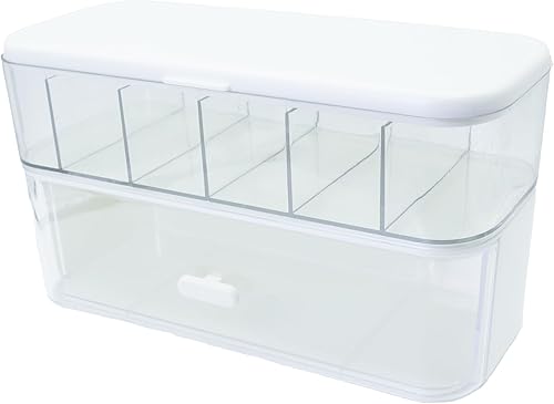 RayHenry Caja organizadora de cables apilable de 2 piezas, caja de gestión de cables de escritorio para cargadores, joyas, lazos para el cabello