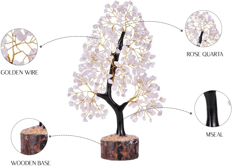 Miniatura 7 de Cuarzo rosa, árbol de cristal, piedras curativas y cristales, cristales de chakras, regalos hechos a mano para mujeres, decoración del árbol de la