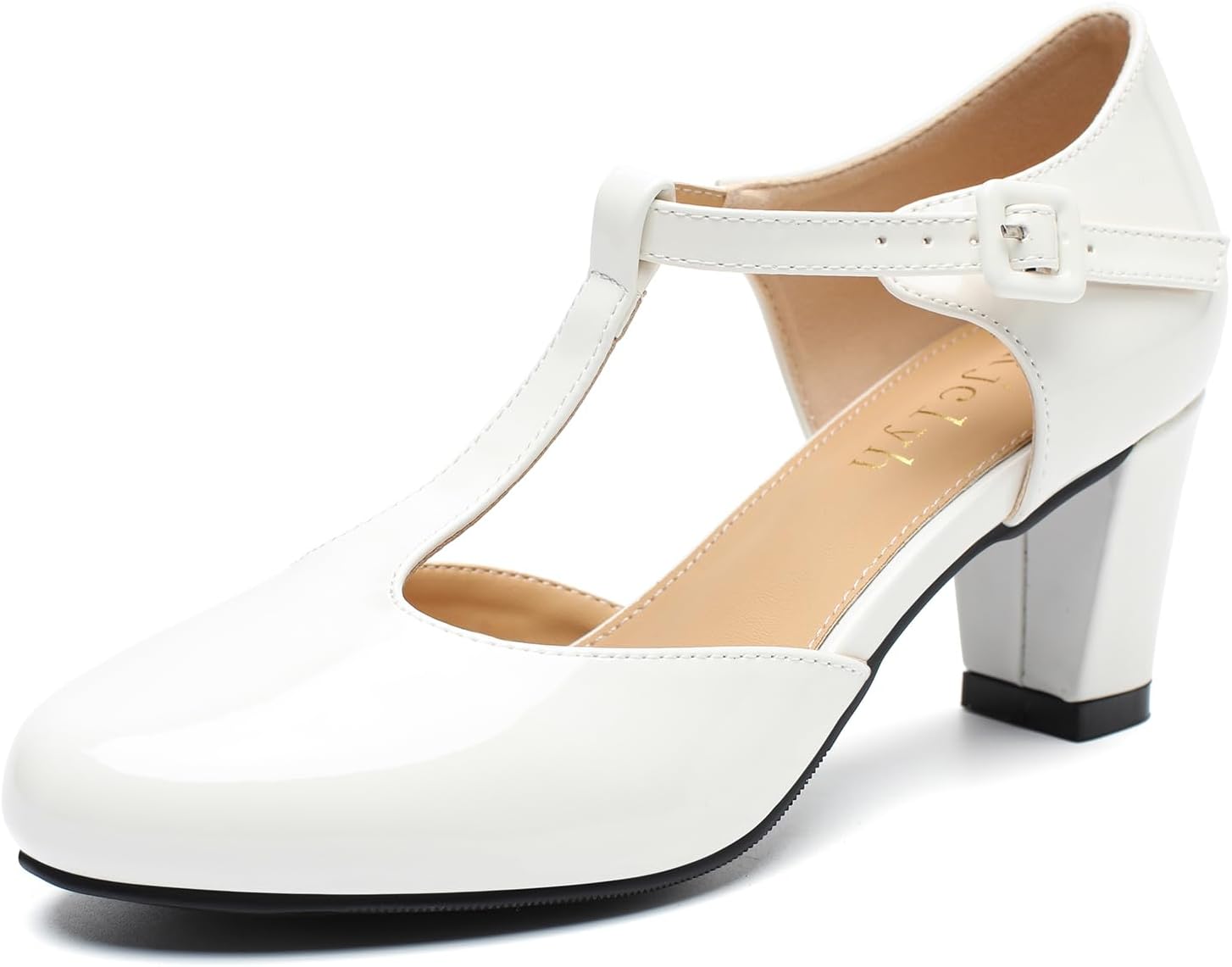 Women's T-Strap Mary Jane Shoes Closed Toe Block Chunky Heels Vintage Casual Dressy Pumps for Work Wedding Party