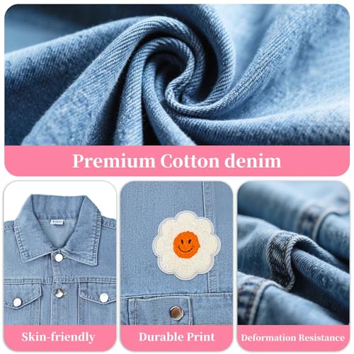 Personalized Kids Denim Jacket for Girls Personalized Tween Girls Trendy Clothes with Name Patches 1-8 Year Old Birthday Gifts Back to School Outfits Spring&Fall Jackets4