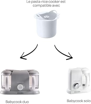 BEABA Babycook Solo Duo Rice Pasta and Grain Insert، صانع أغذية الأطفال، محضر أغذية الأطفال، خلاط أغذية الأطفال، باخرة أغذية الأطفال، أغذية الأطفال محلية الصنع، اصنع أغذية أطفال صحية طازجة في المنزل، أبيض