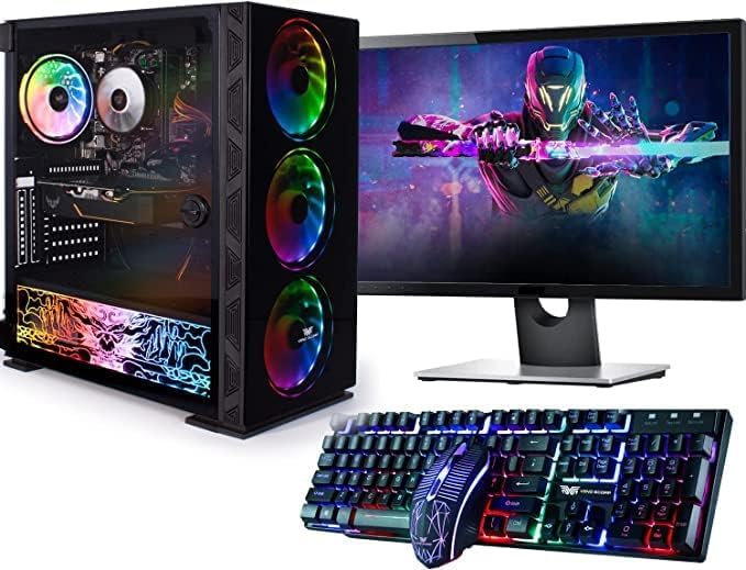 Veno Scorp Gaming PC Bundle 22” Set : Intel Core i5-16GB RAM, GT 1030 2GB Graphics Card, 1TB HDD, Windows 11, Wi-Fi, NeonZilla 4 x ARGB Fans, (Renewed)