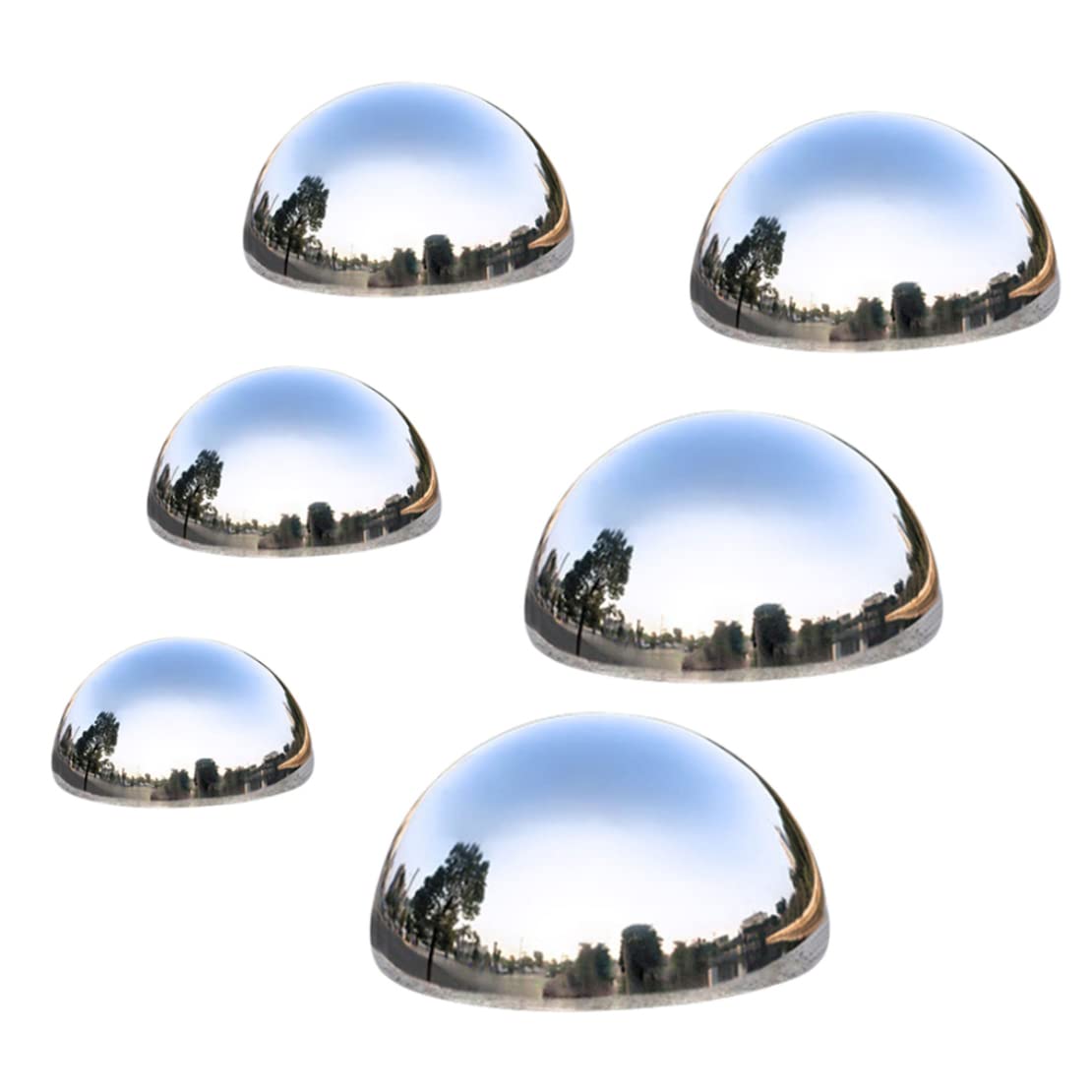 Bola de Media Mirada, Bolas pulidas de Espejo de 6 Piezas, Bola de Mirada de Acero Inoxidable Suave y Hueco, Globos Decorativos de Bricolaje Reflectantes para la decoración del jardín