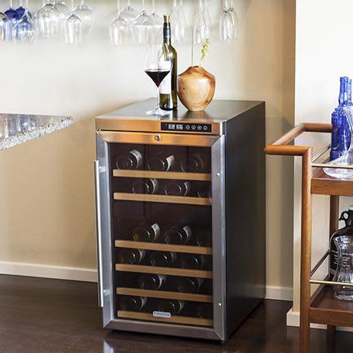 EdgeStar 34 Bottle Free Standing Dual Zone Wine Cooler Black