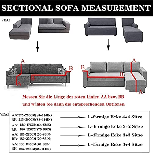 AYouge Sofabezug,Sofabezug Ecksofa-Sofabezug Stretch Sofabezug mit festem Schaumstoffstab für 1/2/3/4 Sitzer（L-förmiges Ecksofa erfordert Zwei）