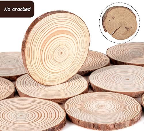 ilauke Natural Wood Slices 16 Pcs 11-12cm Circle Wooden Discs Unfinished Log Wooden Rounds for Arts Crafts Wall Decor Wedding Christmas DIY Projects