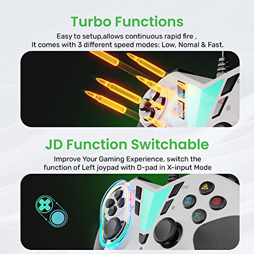 Ifyoo Pc Steam Game Controller, One Pro Wired Usb Gaming Gamepad Joystick Compatible With Computer/Laptop(Windows 11/10/8/7/Xp), Android(Phone/Tablet/Tv/Box), Ps3 - White&Gray #TOP3