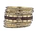 Lux Accessories Gold Tone Wood Burnished Aztec Multi Bangle Bracelet Set