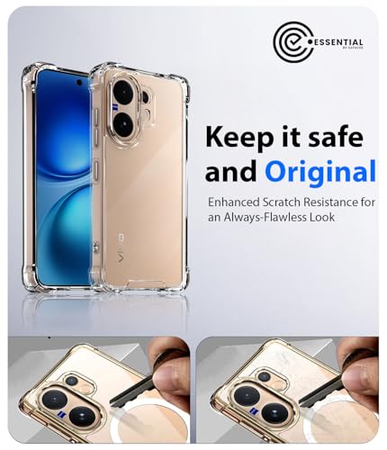 Image of KAPAVER Essential Back Cover Case Compatible with Vivo V60 - Clear (PC+TPU) (Vivo V60 - Clear)