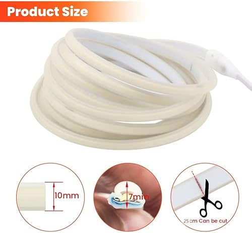 Miniatura 7 de KISUFU Tira de luces LED COB de 75.5 pies, luces LED de neón de 110 V, 288 luces LED recortables, tiras de neón flexibles COB, interruptor de correa