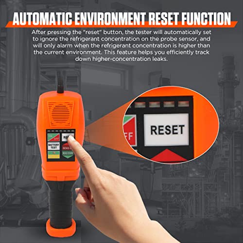 Refrigerant Leak Detector Hvac R134A R410A R22 Freon Leak Detector 6 Adjustable Sensitivity Halogen Gas Leak Detector, Ac Sniffer With Environment Reset Function, Sound & Light Alarm, 14" Probe Tube #TOP5