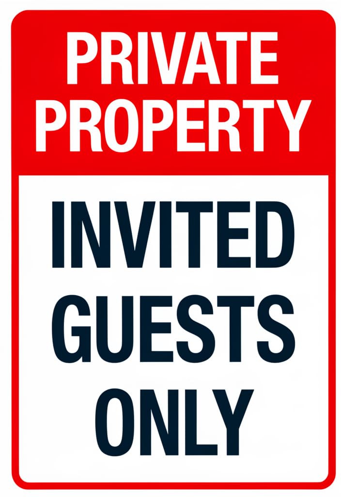 peiyeety Private Property Invited Guests Only Tin Sign 12x8 Inch, Red and White Metal Warning Sign, Rustic Wall Decor for Home, Farm, Ranch, Gate, Fence, Yard, Entryway
