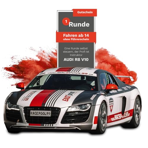 Racepool99 Experiencia Cupón – 1 ronda como conductor joven (14 – 18 años) autoconducir con Audi R8 en circuito Lausitzring/ideas de regalo para jóvenes y hombres jóvenes