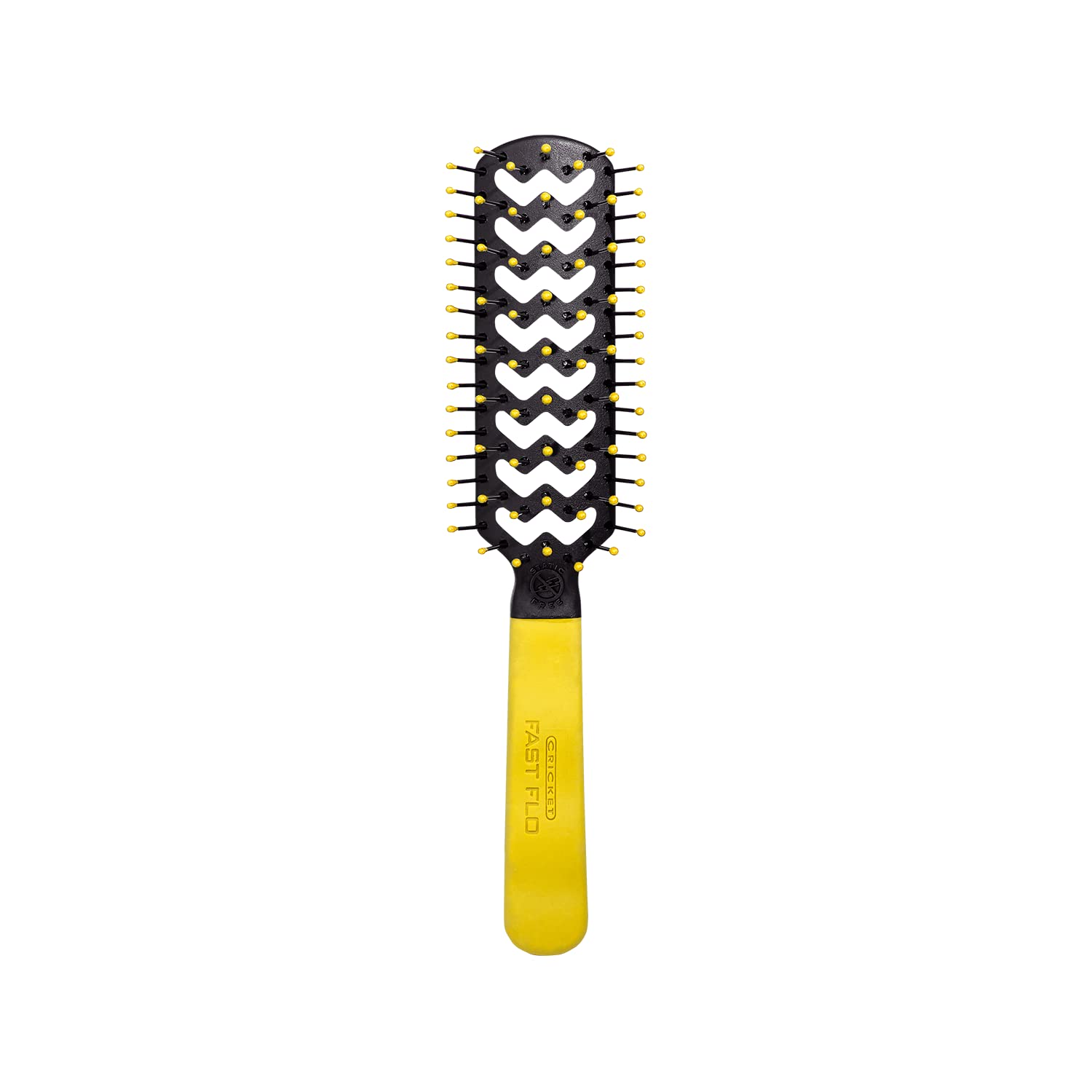 Static Free Fast Flo Color Vent Hair Brush - Quick and Blow Drying, Detangling, and Frizz-Free Styling - Anti-Static Bristles, Ideal for All Hair Types, Party Pleaser (Yellow)