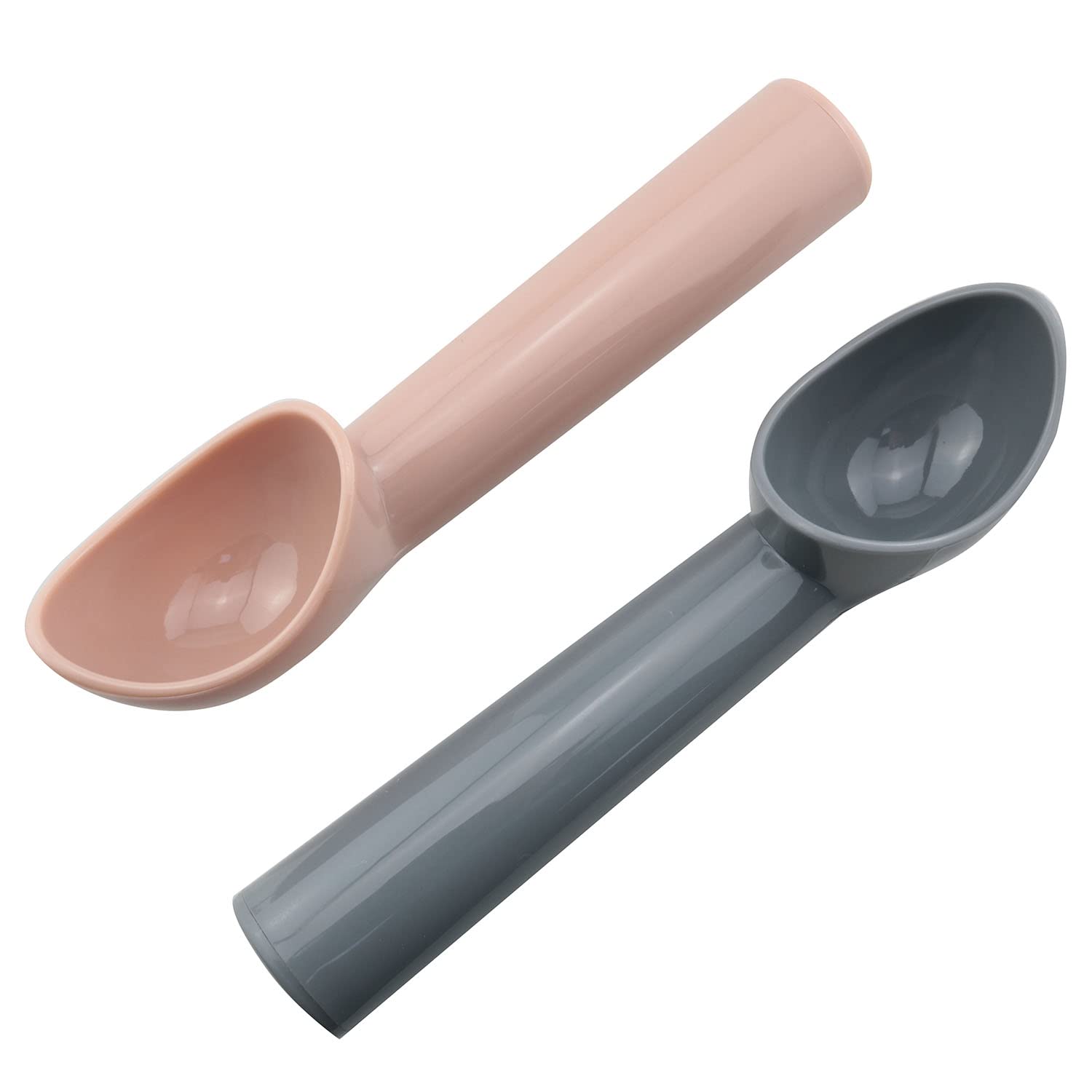 JCBIZ 4pcs Plastic Ice Cream Scoop Fruit Spoons Melon Baller Watermelon Scooper Kitchen Accessories 4 Colors (Gray, Rose Pink, Blue, Pink)