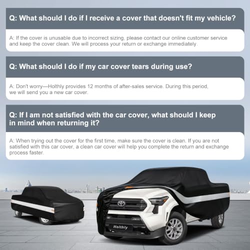 Holthly 10 Layers Truck Cover Waterproof All Weather Custom Fit Toyota Tacoma(1995-2026) Xtra/Access/Double Cab Short Bed, Outdoor Full Exterior Pickup Car Cover Sun Rain Snow Ice Protection. Black by Holthly - Used condition - Image 6