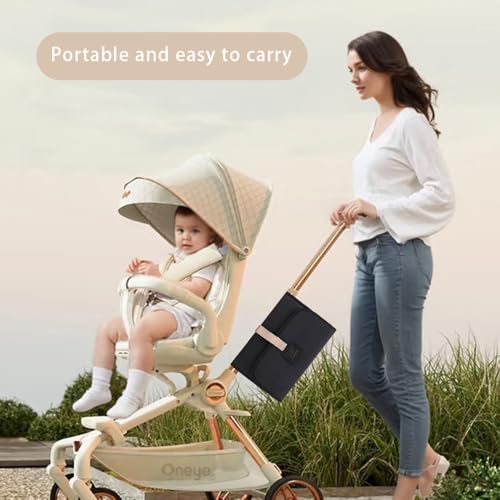 Portable Changing Mat Baby，Foldable Waterproof Lightweight Travel Changing Pad with Soft Cushioned Layer, Compact & Easy-Clean On-The-Go Diaper Mat (Black) - Image 4