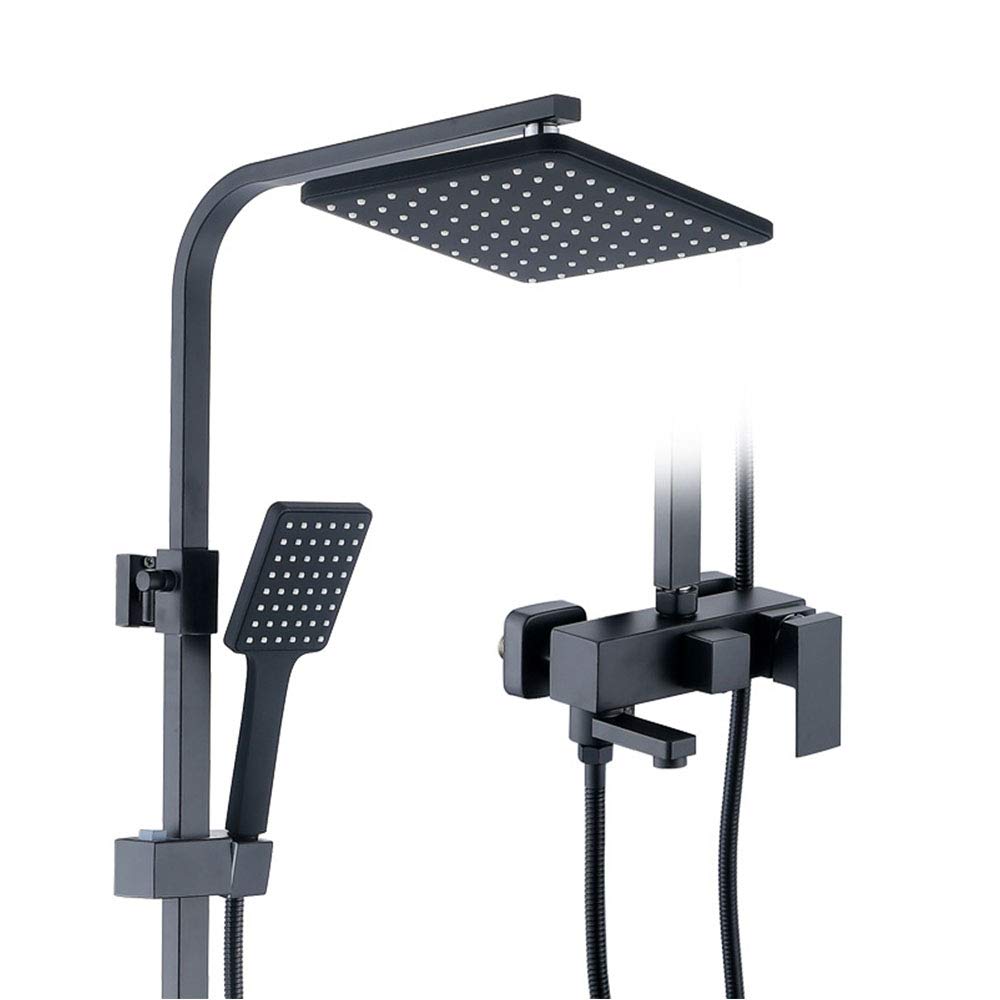 Ensemble de robinet de douche à effet pluie noir pour remplacer un vieux mitigeur