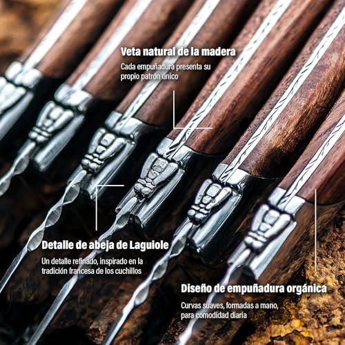 Miniatura 5 de Laguiole Style De Vie Luxury Line - Cuchillos Para Carne 6 Piezas, Madera De Paka