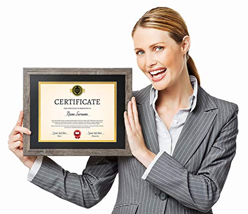 Diploma Frame Tempered Glass - Document Frames 8.5X11 With Mats(Navy, Black, White, Golden), Rustic Wooden Graduation Picture Frame 11X14 Without Mat For Certificate, Degree (Set Of 1, Rustic Grey) #TOP4