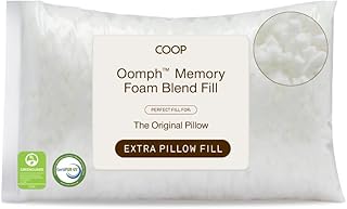 Coop Home Goods Extra Oomph Fill, Cross-Cut Memory Foam, Medium Density Pillow Fill, 1/2 Pound Bag, Refill to Customize Your Premium Adjustable Pillow, GREENGUARD Gold and CertiPUR-US Certified