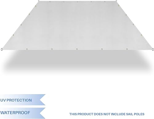 Miniatura 2 de E&K Toldo rectangular impermeable de 12 x 12 pies, con ojales, bloqueo UV, para pérgola, patio trasero, jardín, terraza, al aire libre (gris claro)