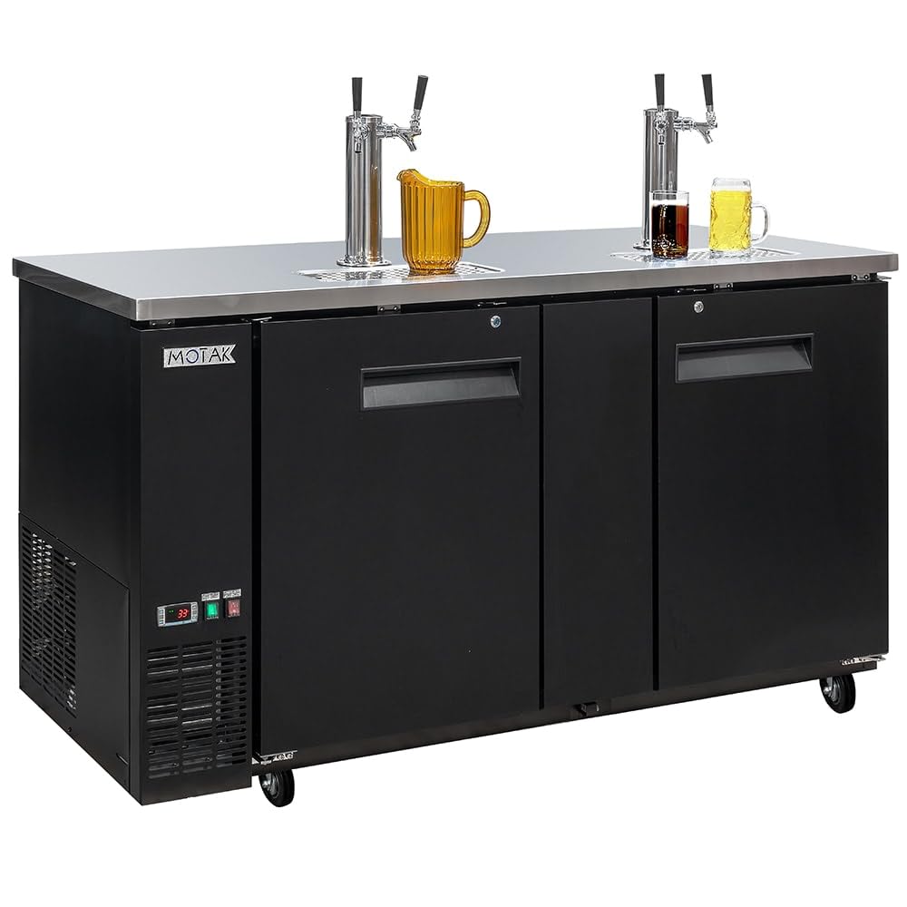 MoTak MBCBD-3-X 69 1/8" Kegerator Beer Dispenser w/ (2) Keg Capacity - (2) Column, Black, 115v