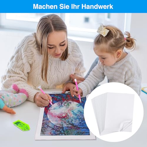 Realure 20 Stück A4 Doppelseitige Klebefolie Transparent, Weiße Doppelseitige Selbstklebende Folie 8.27 x 11.69in mit Schere, Super Starke Selbstklebend Klebefolie für Diamond Painting Geschenkpapier