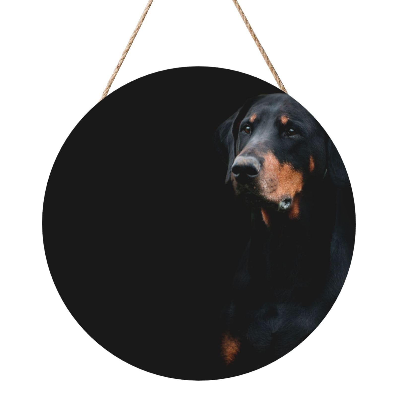 InOmak Doberman Pinscher Pets Dogs Black Dogs Doberman, Round Wood Panel Painting 12 in, Wall Hanging Painting For Home