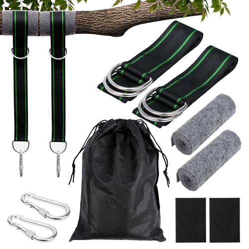 Belle Vous Hammock Tree Swing Straps - Heavy Duty Hammock Straps, Carabiners & Tree Protector Pads - Hammock Straps Hanging Kit - Holds 900kg/354lbs