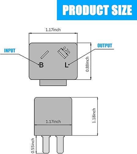 Miniatura 2 de ZBGUN 4 relés intermitentes de 2 pines para automóvil, LED de 12 V de velocidad ajustable, señal de giro súper intermitente, relé de advertencia de