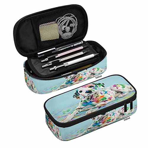 Image of Yekiua Cute Dog Pencil Pouch Painted Puppy High Capacity Pencil Case Stationary Bag Cosmetics Bag Colorful