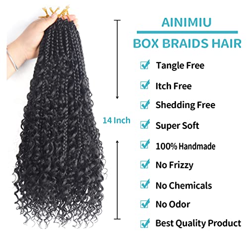 8Packs Goddess Box Braids Crochet Hair With Curly Ends 14inch Pre-looped Bohomian Crochet Box Braids Synthetic Braiding Hair Extensions (14 Inch - Image 3