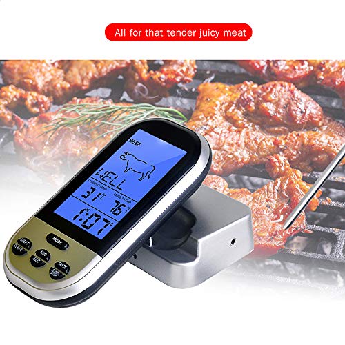 Termômetro digital para carne Doneioe LCD para churrasco com luz de fundo, testador de temperatura d