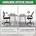Swivel Armless Desk Office Chair Without Arms Adjustable Height and Lumbar Support for Home