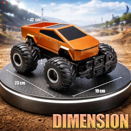 Image of VikriDA Cuppy Rechargeable Cyberon RC Truck for Kids - 2.4GHz Remote Control Off-Road Car, Turbo Speed, 4 LED Modes, Anti-Skid Tyres, Type-C Charging, 100 ft Range