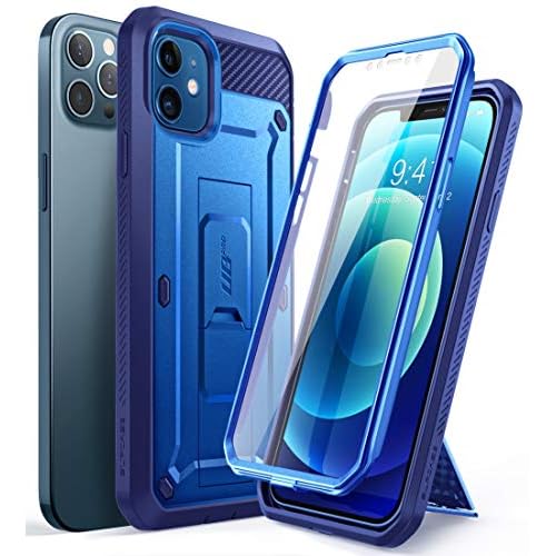 SUPCASE for iPhone 12 Case / iPhone 12 Pro Case with Screen Protector (Unicorn Beetle Pro), [Built-in Stand & Belt-Clip] Full-Body Rugged Protective Phone Case for iPhone 12 / 12 Pro 6.1", B