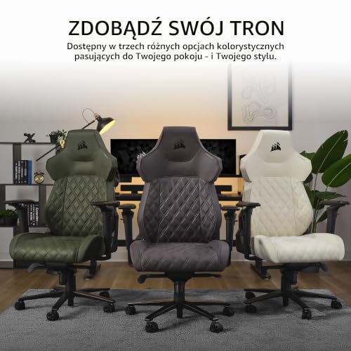 CORSAIR TC500 LUXE Fotel dla graczy, jakościowa oddychająca tkanina, szerokie siedzisko, podłokietniki regulowane w pięc