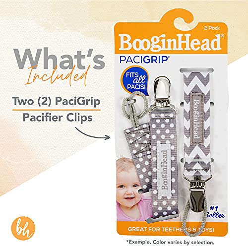 BooginHead Pacifier Clip Pacifier Holder PaciGrip 2Pack, Pink Rainbows