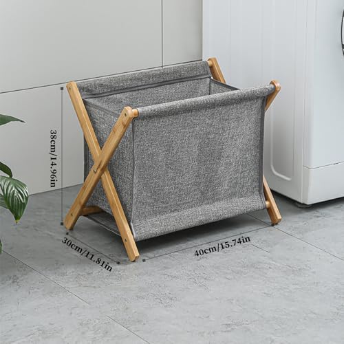 Cesto para la ropa sucia de madera - Cesto para la ropa plegable con marco en X | Cesta de madera plegable para lavandería, soporte para bolsas de basura, uso doméstico y de jardín - imagen 6