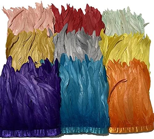 Zamihalaa 2Meters Colored Rooster Tail Feather Trim Ribbon Tape Black Pheasant Feathers for Crafts Carnival Party Decoration Decorative - Lake Blue - 30-35CM 12-14inch
