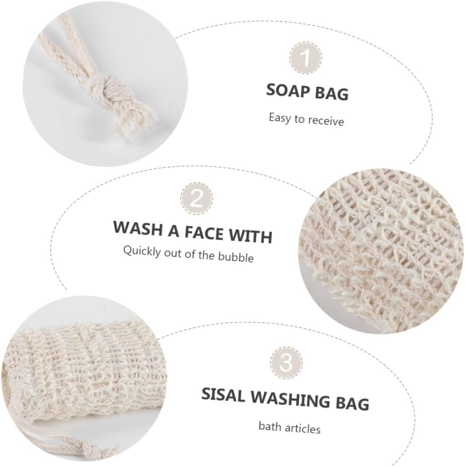 3Pcs Natural Jute Soap Saver Sack Drawstring Soap Pouch for Bar Soap Exfoliating Foaming Net with Hanging Strap Convenient and Durable Bath Accessory